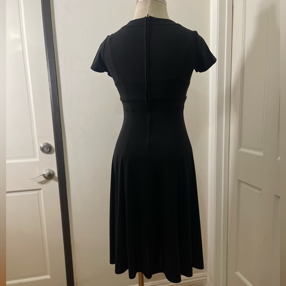 Cousin’s Concert Attire Black Formal V Neck A-line Midi Length Dress - Picture 5 of 6